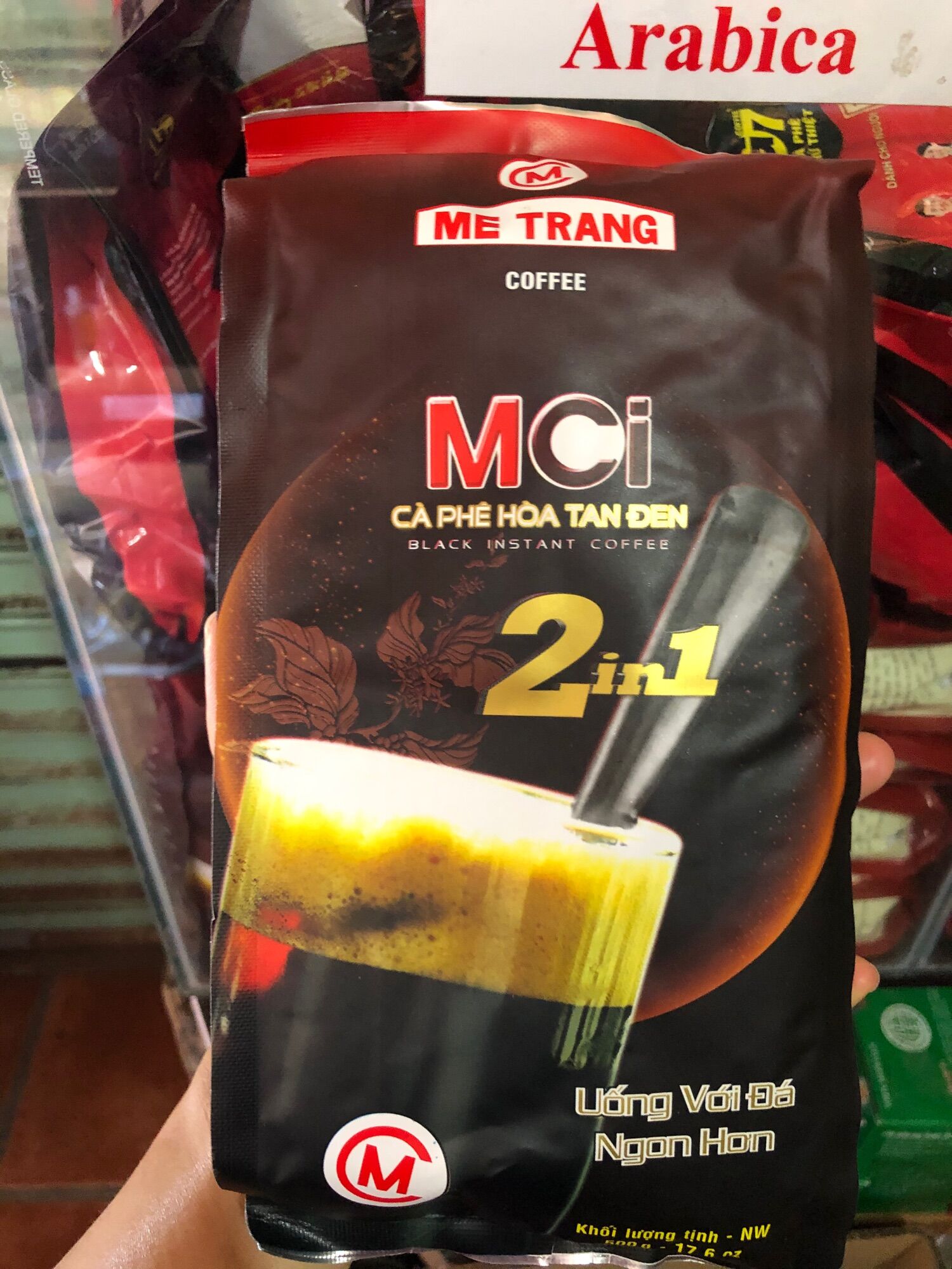 Giảm 50% cà phê hoà tan đen đá 2in1 mê trang gói 500gr