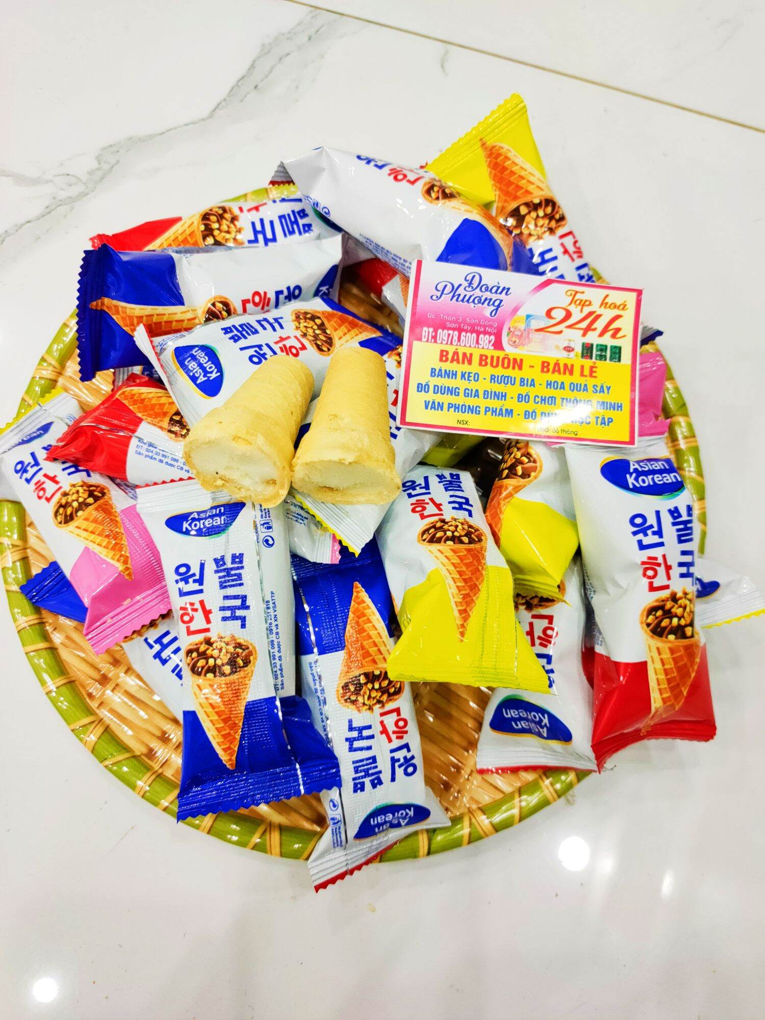 1kg bánh ốc quế nhân kem giòn ngon