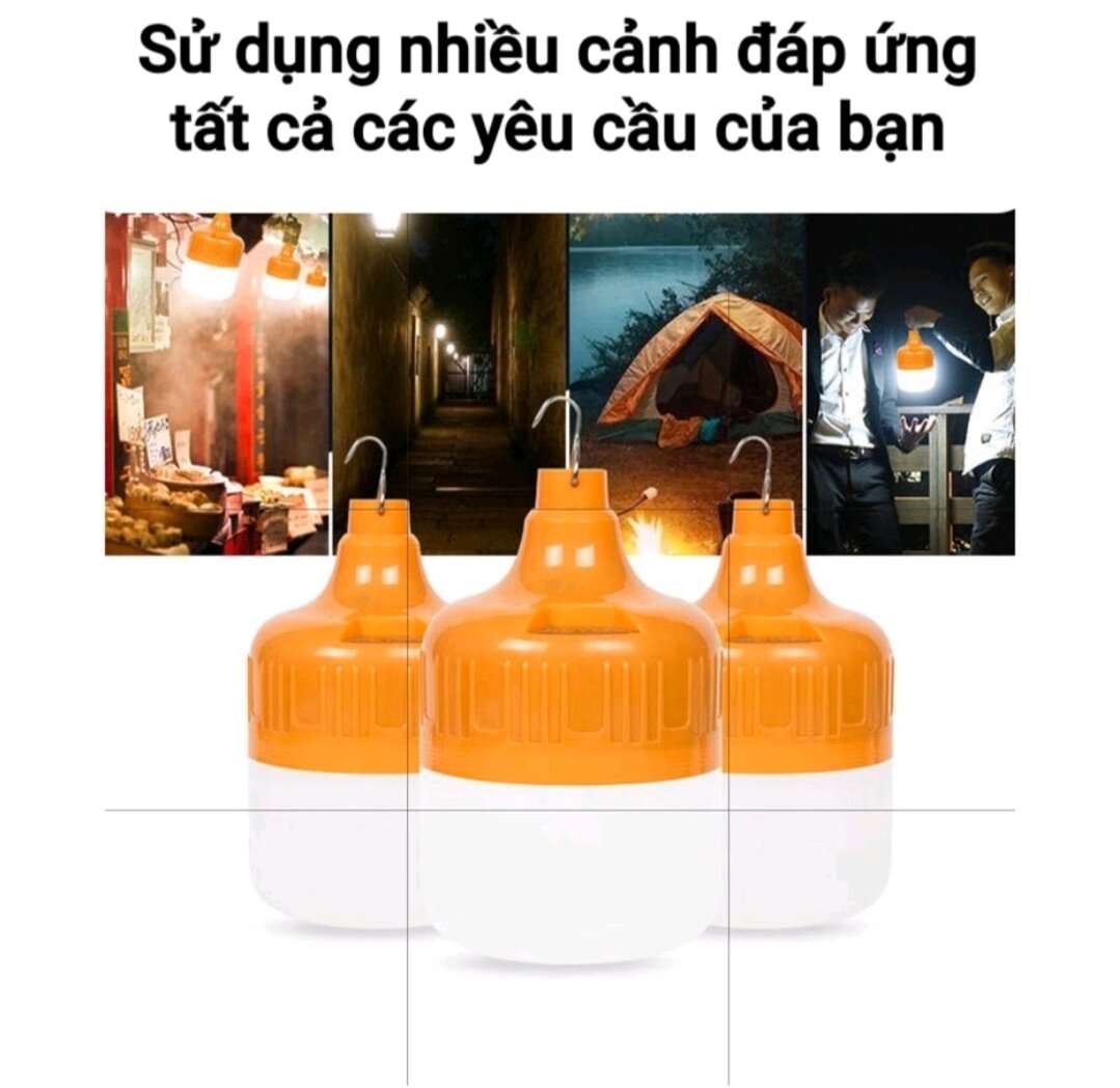 Bóng đèn trụ sạc tích điện led có móc treo - sáng liên tục 6h- 8h