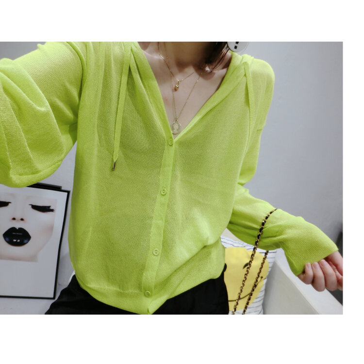 Áo Khoác Cardigan Mỏng Mùa Hè Hoạt Hình Thời Trang Có Mũ Trùm Đầu Áo Khoác Ngắn Bằng Lụa Băng Cho Nữ