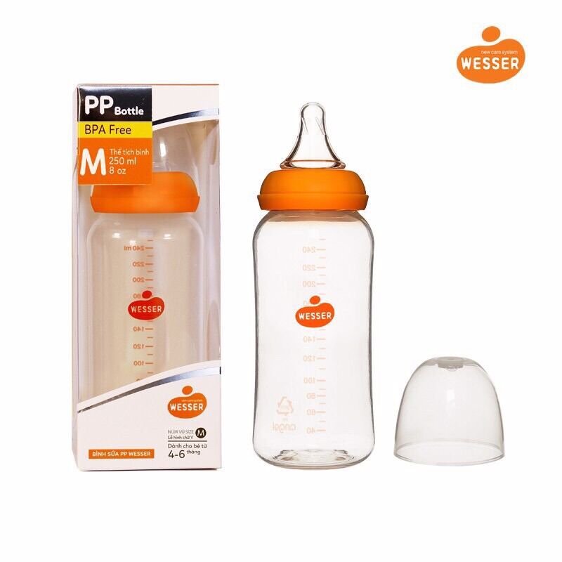Bình sữa Wesser cổ hẹp 60ml- 140ml- 250ml