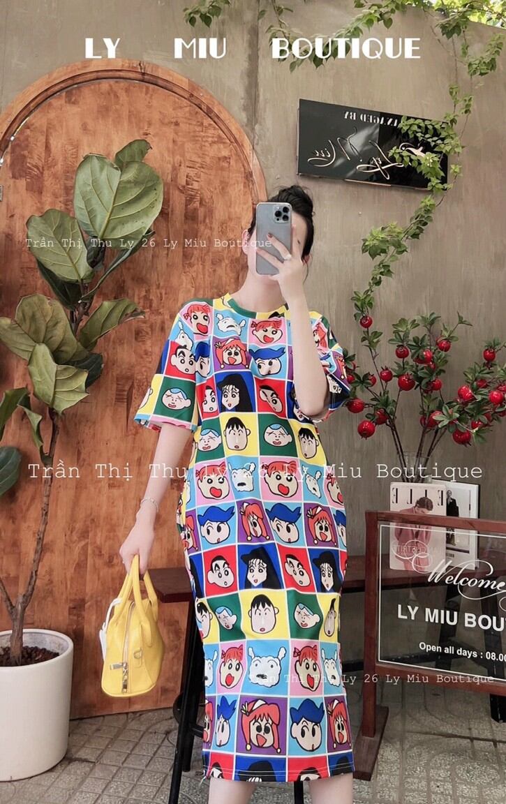 váy nữ dáng xuông rộng oversize chuột mickey