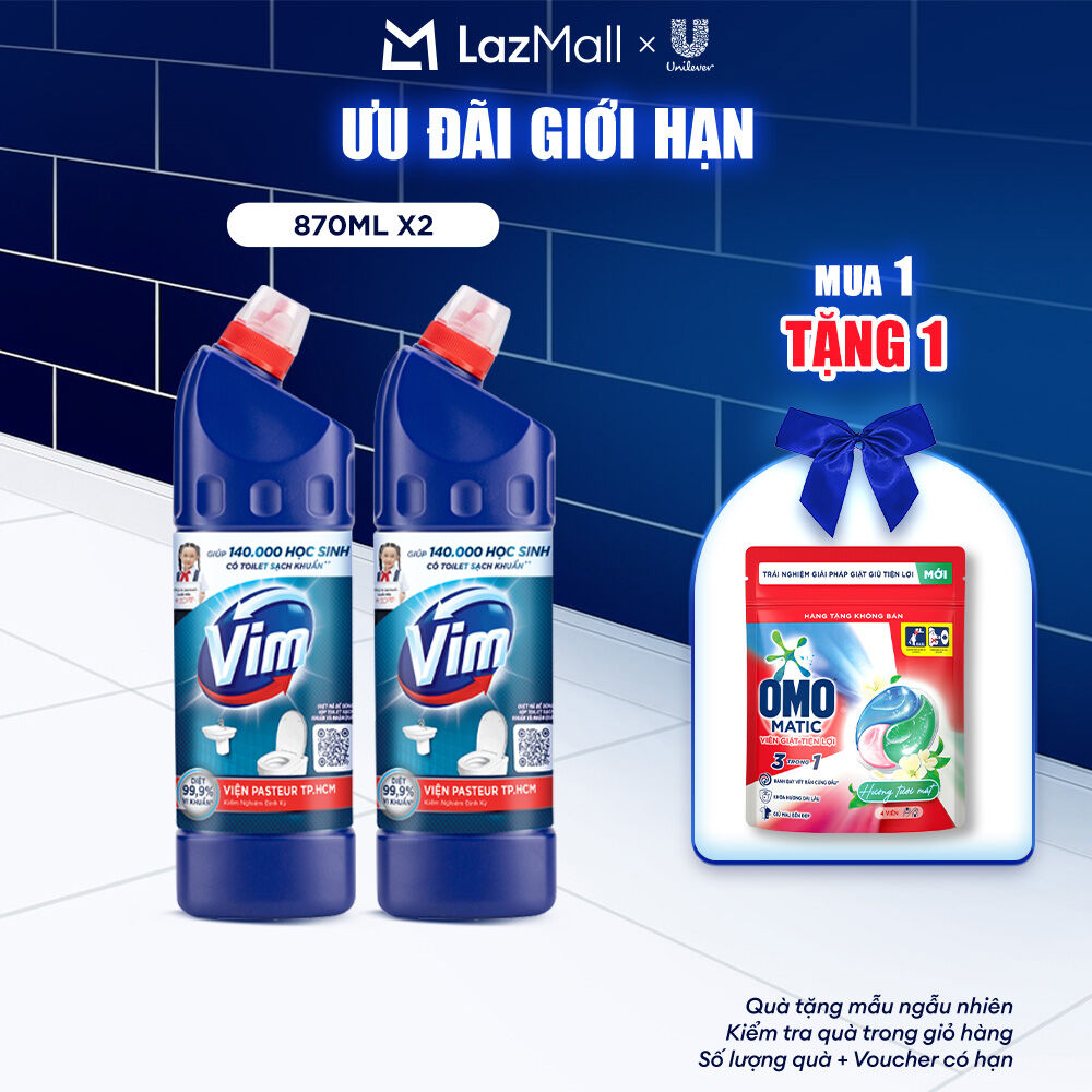 Combo 2 Nước tẩy bồn cầu VIM Diệt khuẩn Diệt 99,9% vi khuẩn 870ml