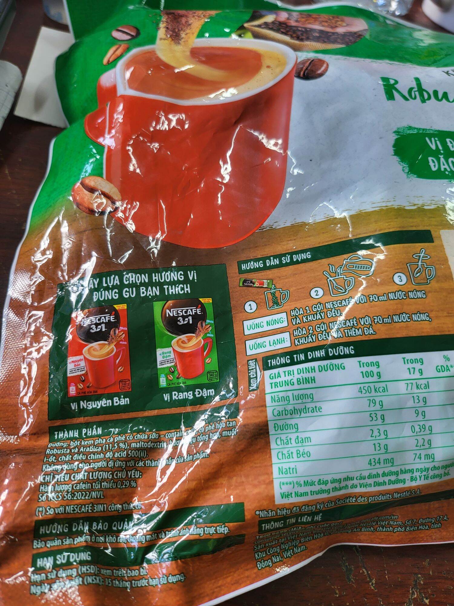 Cà phê sữa hòa tan Nescafe gói lớn 782g (46 gói×17g)