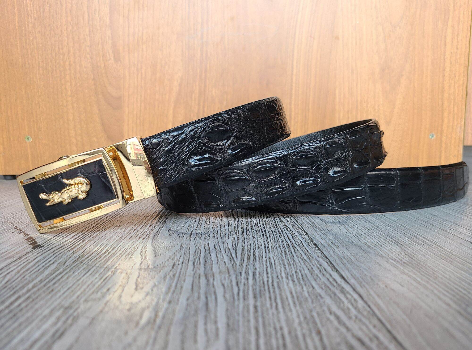 Thắt lưng da cá sấu, Dây thắt lưng da cá sấu thật, Dây nịt da cá sấu thật nam liền nguyên con