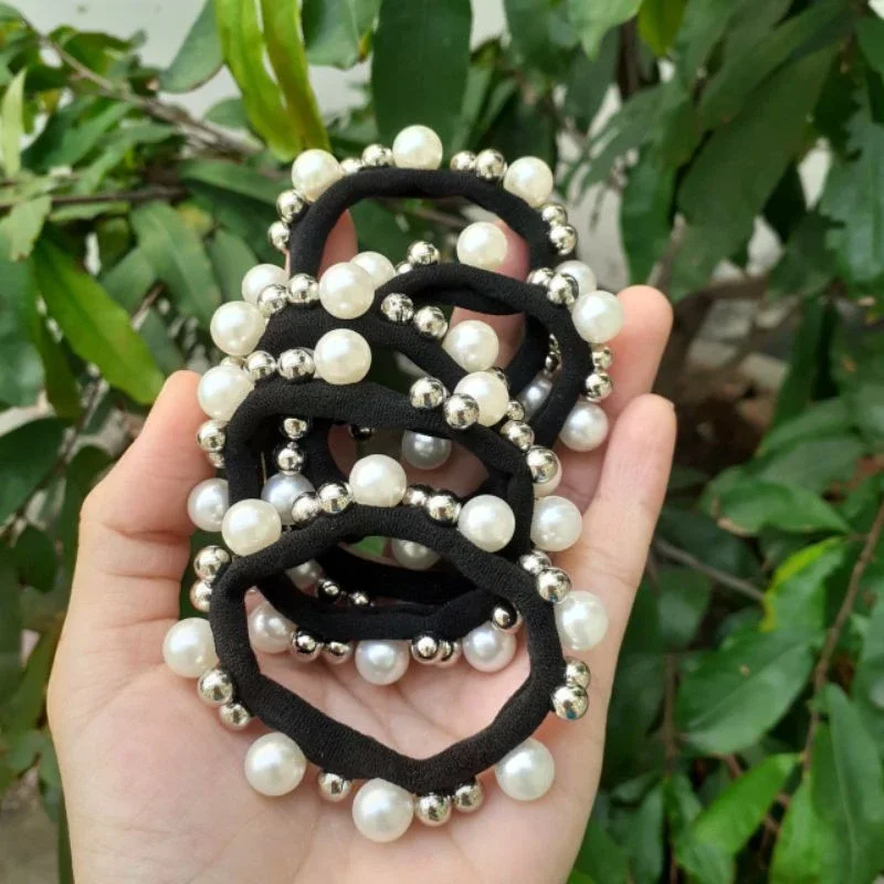 Dây cột tóc đính hạt dễ thương
