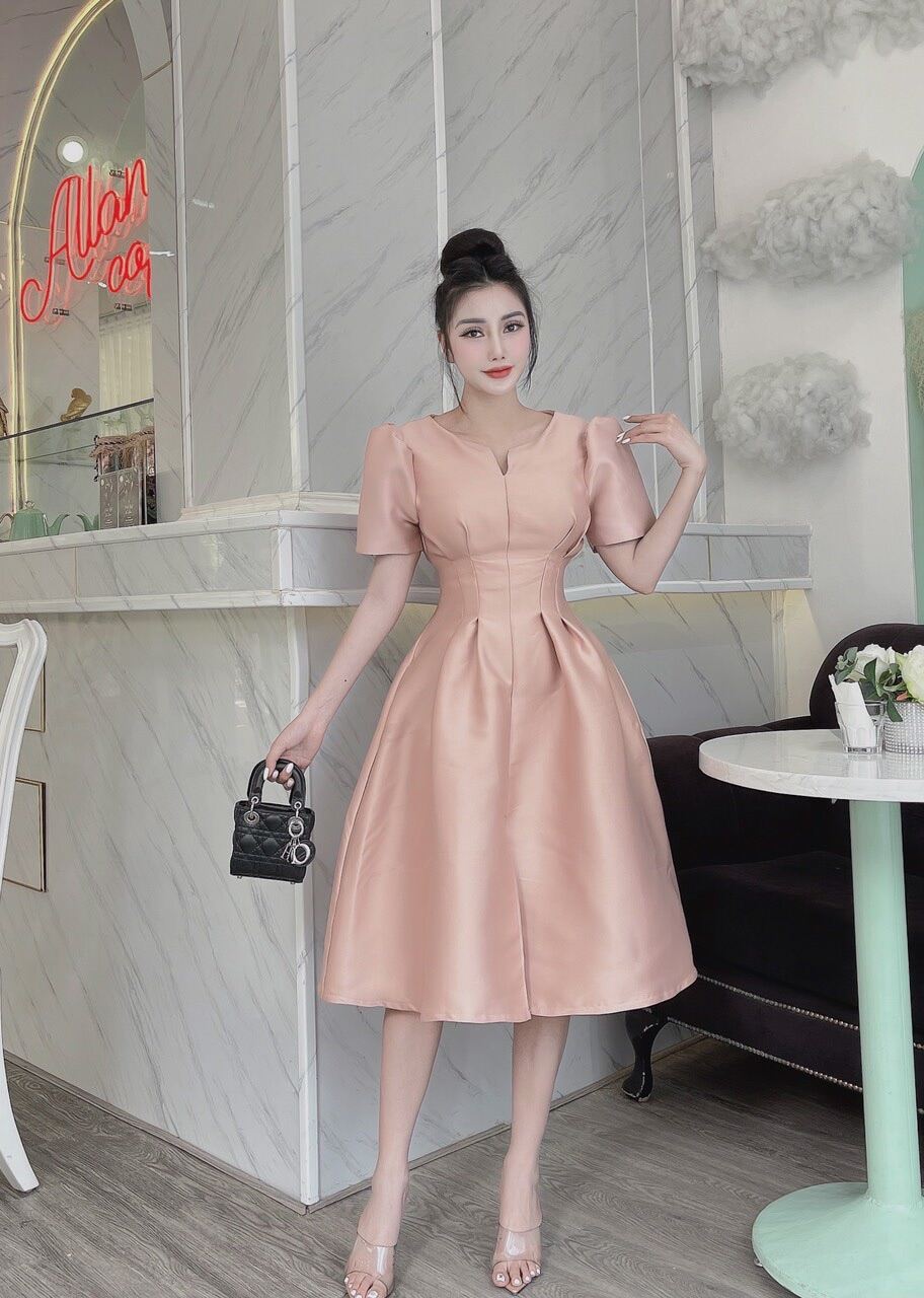 Váy be tafta xòe thiết kế V1825, váy thiết kế, đầm dáng xòe, đầm xòe dự  tiệc, Hàng thiết kế ( Ảnh shop tự chụp ) | Shopee Việt Nam