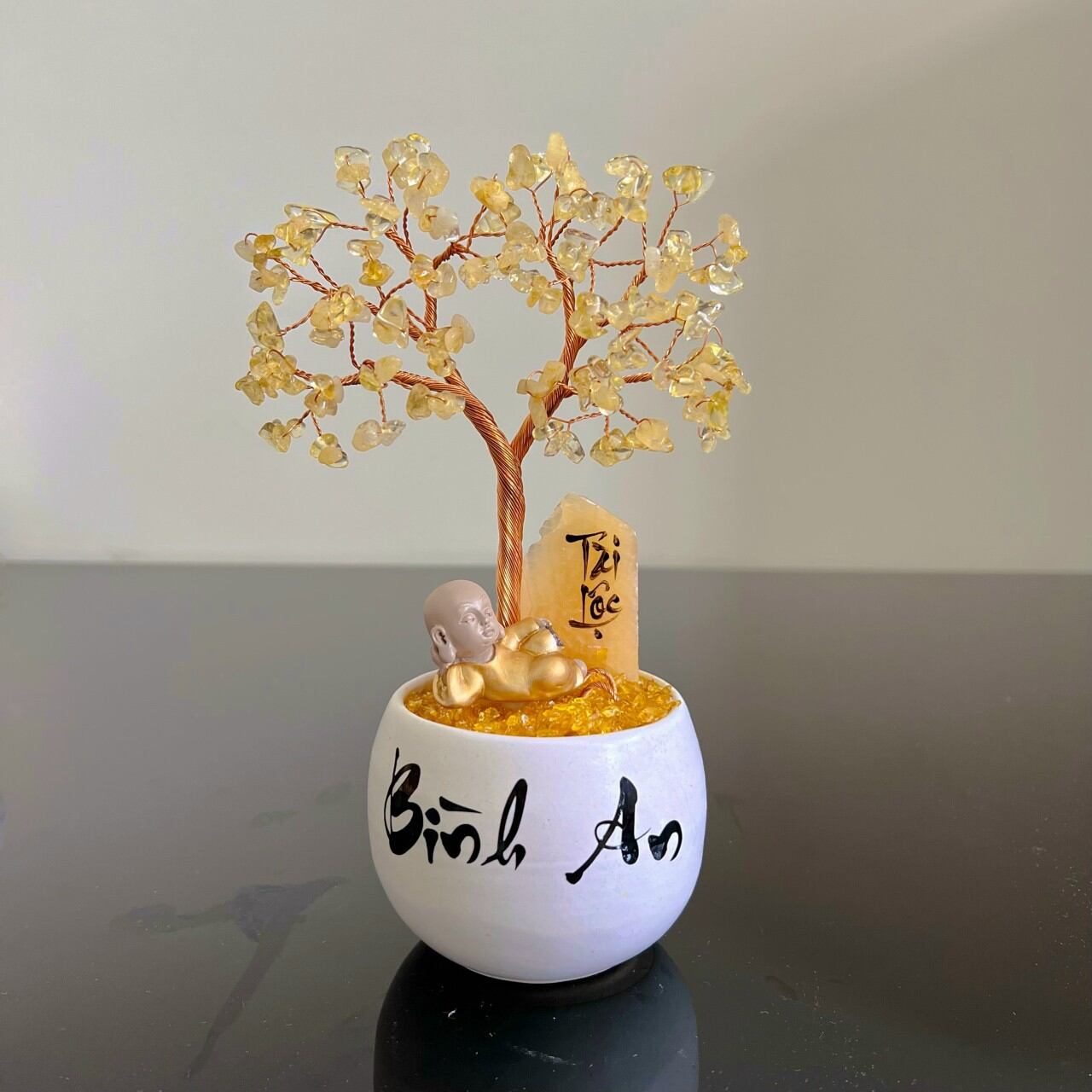 cây tài lộc đá thạch anh  20cm