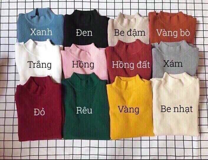 Áo len tăm nữ dài tay cổ 3 phân basis