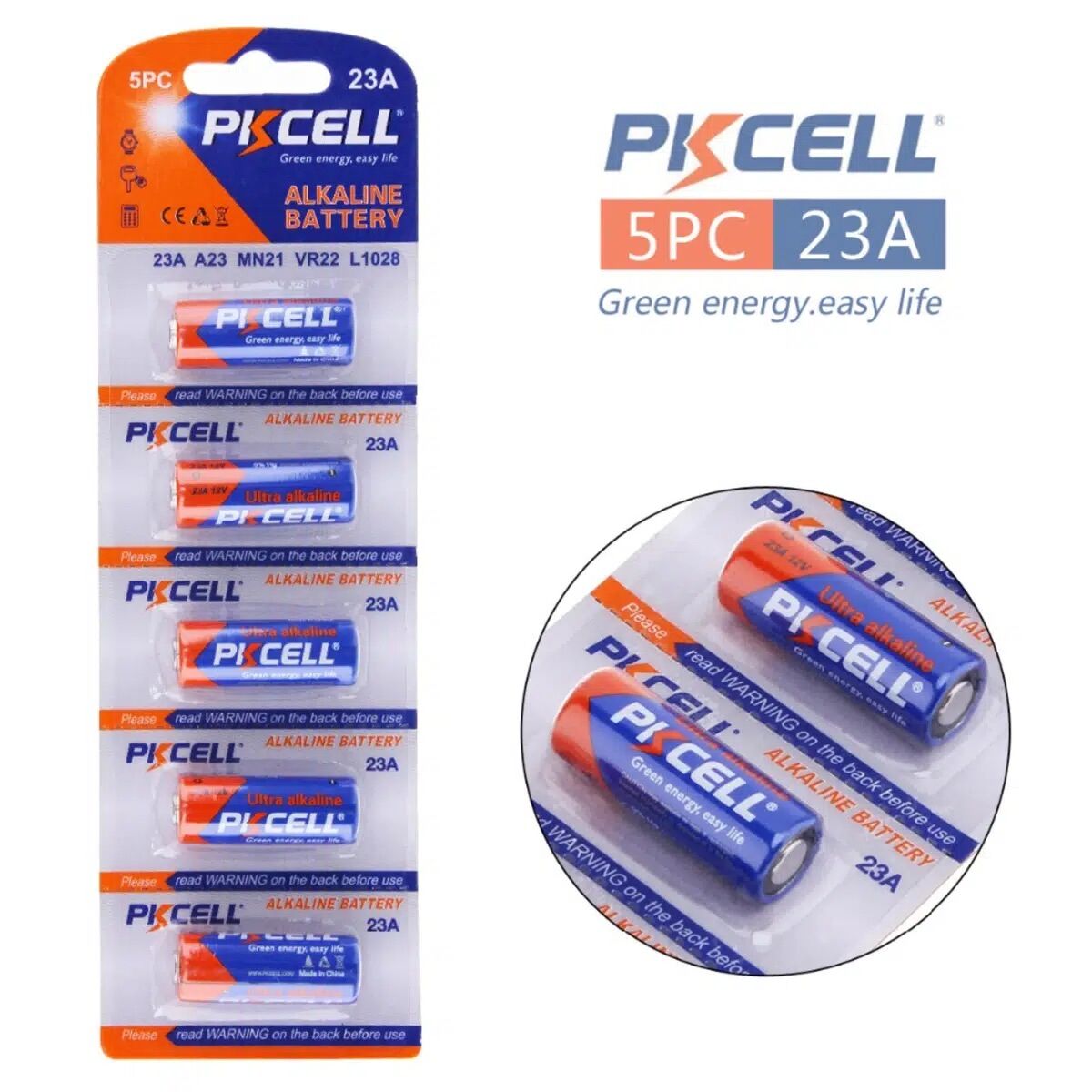 Vỉ 5 viên pin 23a chính hãng pkcell - remote cửa cuốn