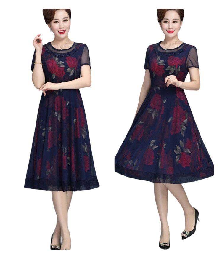 Đầm trung niên thun kết lưới mùa hè 2023