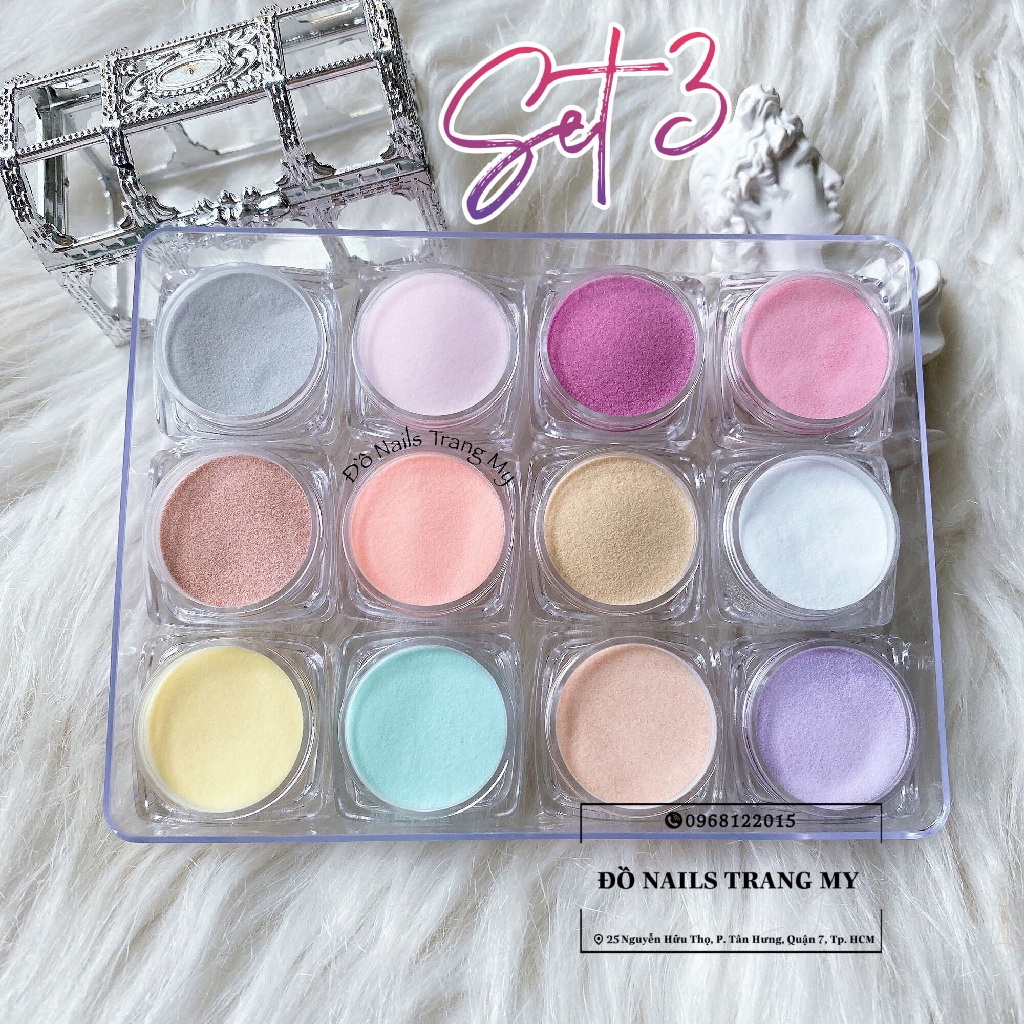 Set bột làm hoa, đắp móng 3in1, set bột dẻo