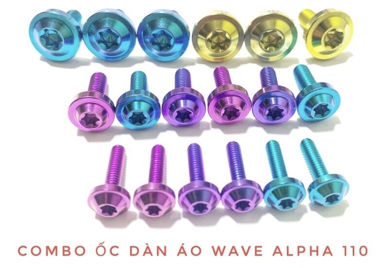 Combo 18 ốc titan lắp full dàn áo wave alpha 110 cực đẹp