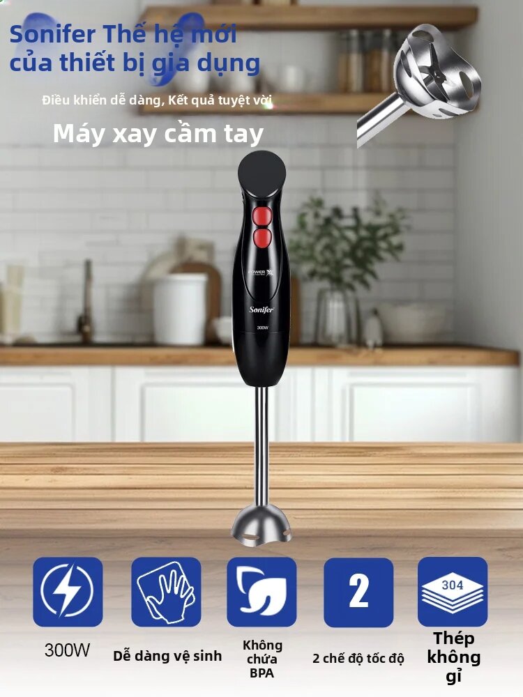Máy Xay Cầm Tay Sonifer SF-8179 300W 14500RPM Điều Khiển 2 Tốc Độ Máy Xay Ngâm Bằng Thép Không Gỉ Để Làm Súp Và Sinh Tố