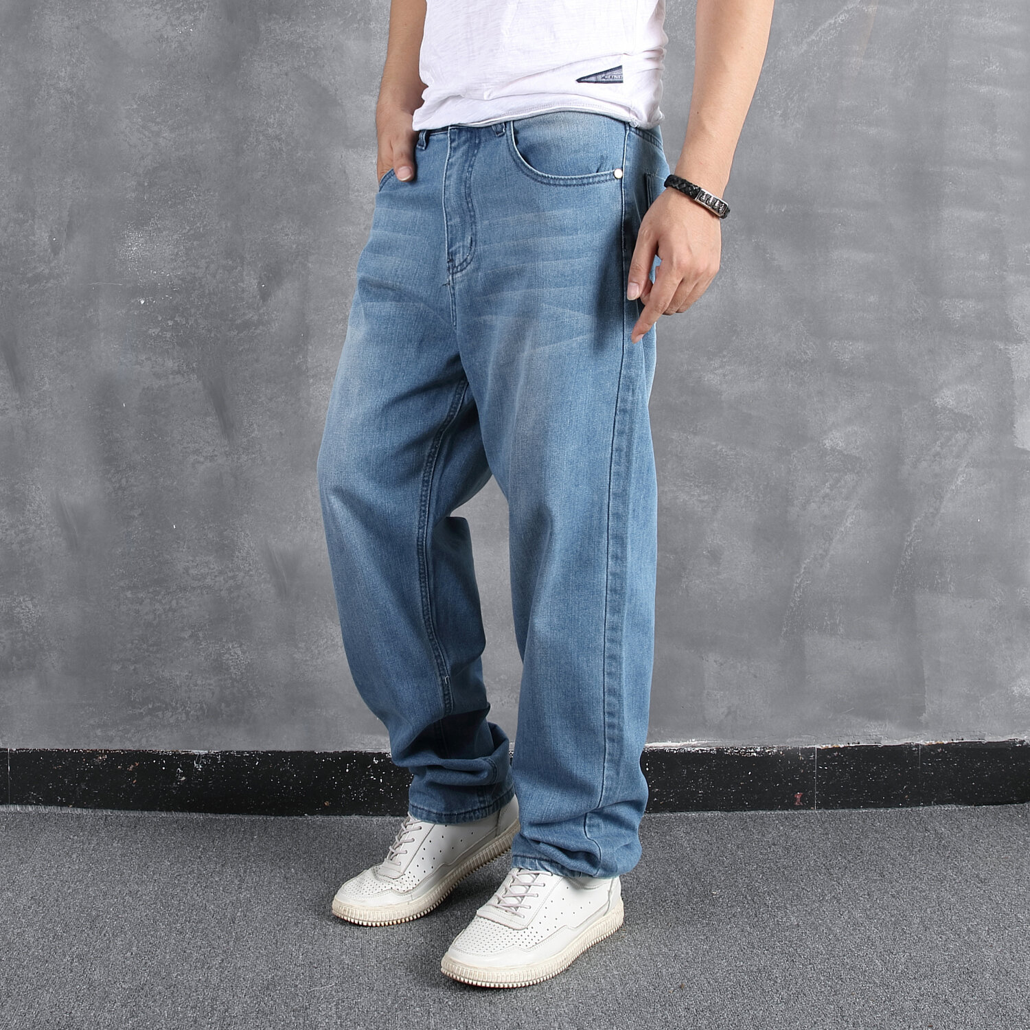 Quần Jean Ống Đứng Cho Người Béo Âu Mỹ Quần HipHop Rộng Rãi Cho Nam Trang Phục Nam Trào Lưu Quần Dài Cỡ Lớn Rộng Rãi Thường Ngày