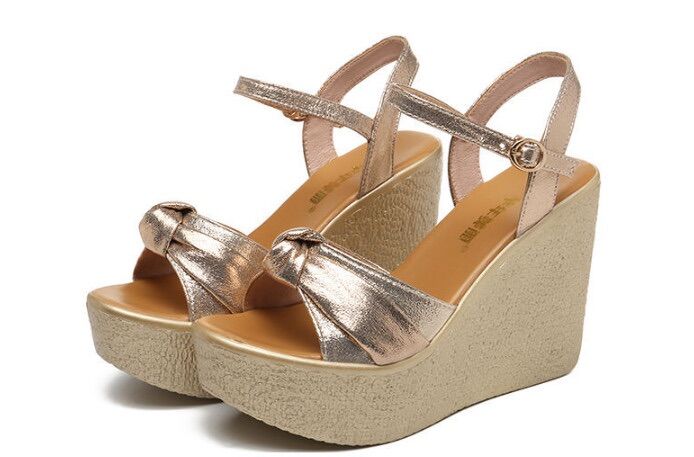 Giày sandal đế xuồng nơ cuộn 10f@&00