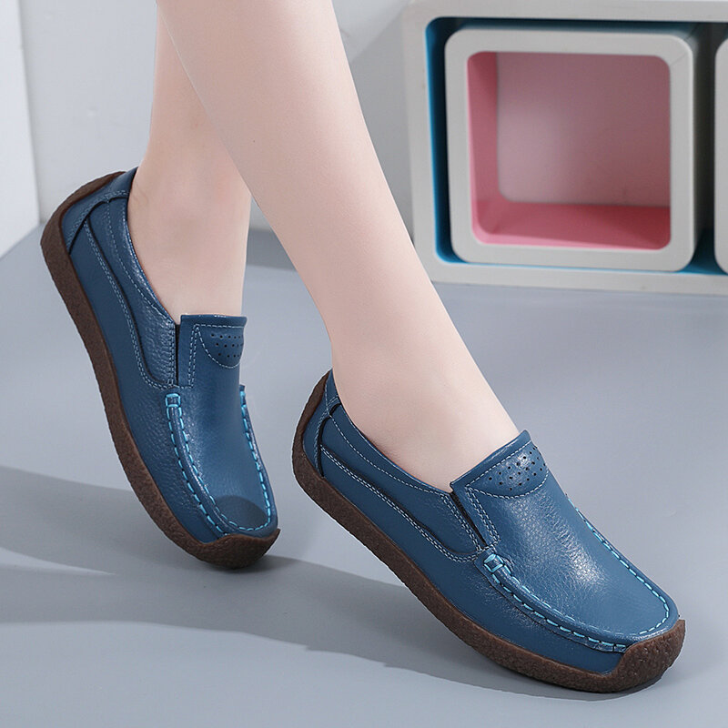 Giày Tods Da Thật Giày Cho Mẹ Người Lười Thường Ngày Đế Mềm Đế Gân Bò Xỏ Tiện Lợi Mẫu Mới Xuân Thu Năm 2024 Mẫu Mùa Xuân Cho Nữ