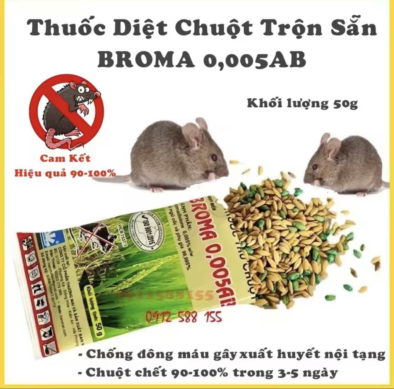 Combo 10gói [ Hiệu quả nhất] Bả diệt chuột , thuốc diệt chuột sinh học Broma 0,005AB