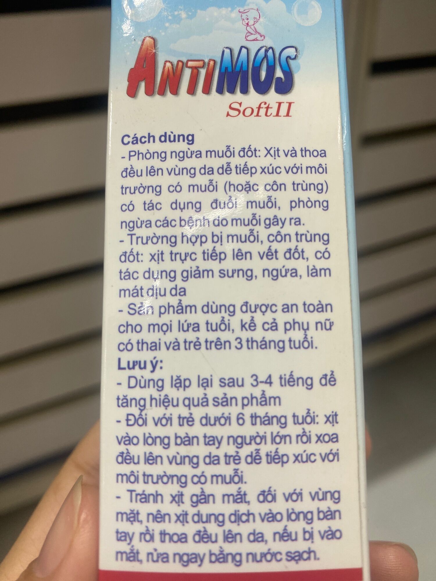 XỊT CHỐNG MUỖI CẮN ĐỐT ANTIMOS CHO TRẺ TỪ 3 THÁNG