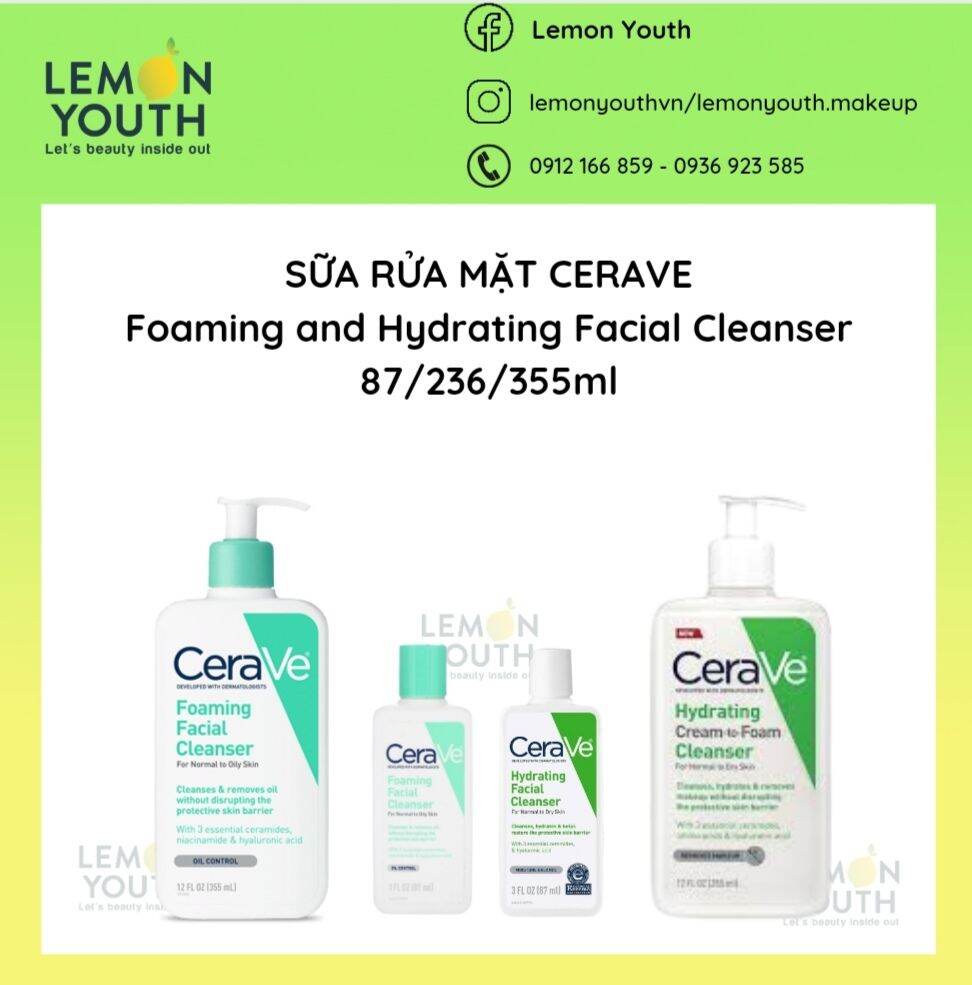 Sữa Rửa Mặt Cerave Foaming And Hydrating Cleanser 87/236/355Ml