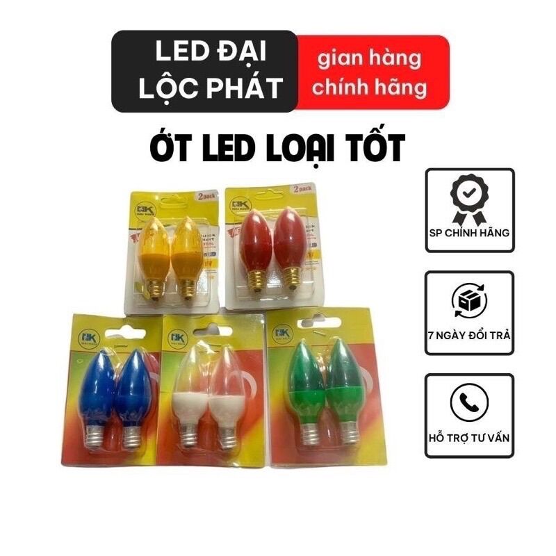 Bóng đèn led quả nhót loại tốt đỏ vàng xanh trắng 1w, đèn quả nhót đèn led trái ớt