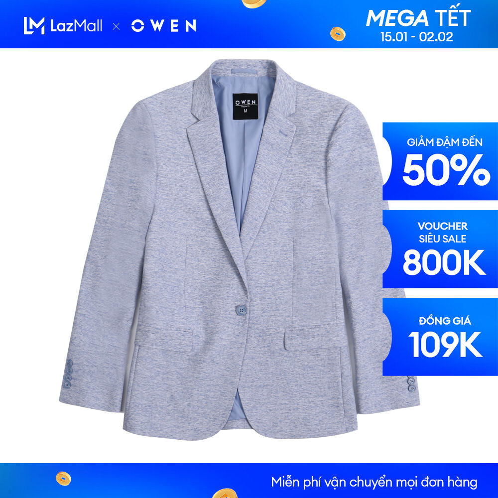 Owen - blazer regular fit bl220698 màu xanh chất liệu namu