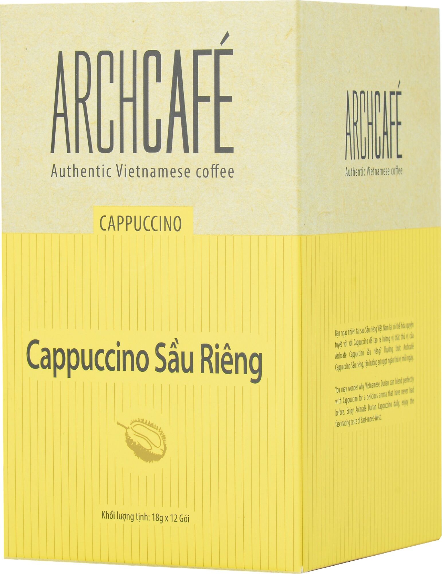 Cà phê Cappuccino Sầu Riêng Archcafé hộp 12 gói x 18.5g