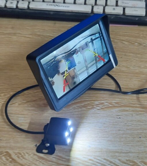 Bộ camera lùi và màn hình lcd 4,3 inch, camera lùi 4 led điện 12v