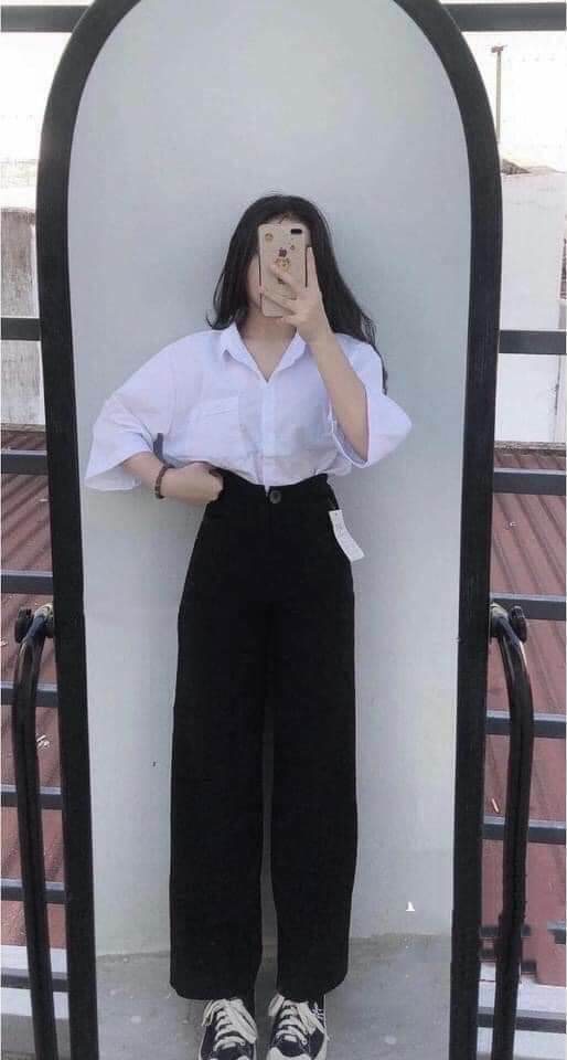 Set đi học quần tây ống rộng