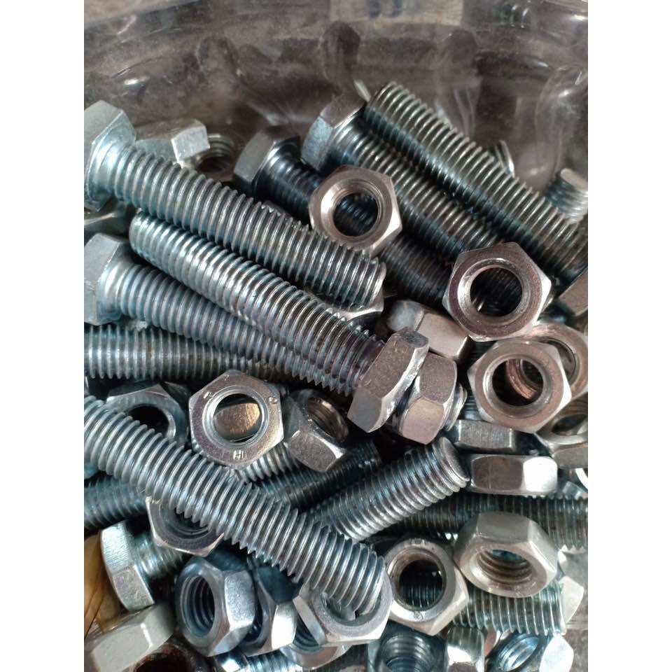 Bu lông sắt, bu long lục giác, bulong con tán 6mm 8mm 10mm, 12mm nhiều kích cỡ