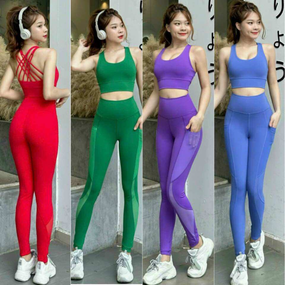 Bộ đồ tập yoga aerobic Zumba thể thao sẵn mút