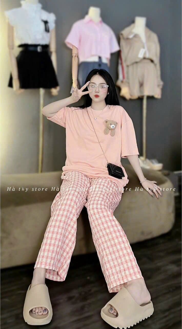 Set bộ gấu dễ thương quần len tăm lạnh