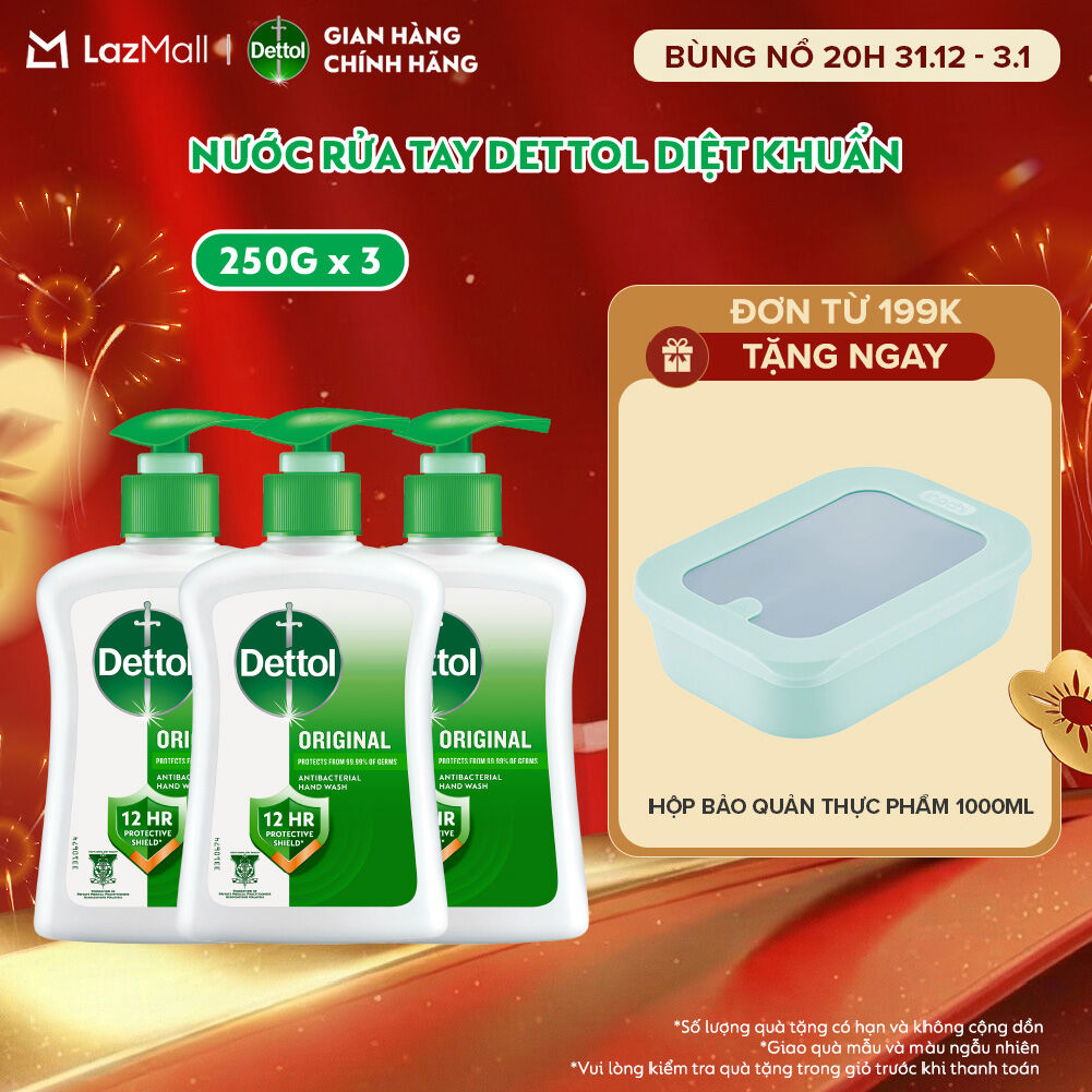 Combo 3 nước rửa tay Dettol kháng khuẩn hương tinh dầu thông – 250g chai
