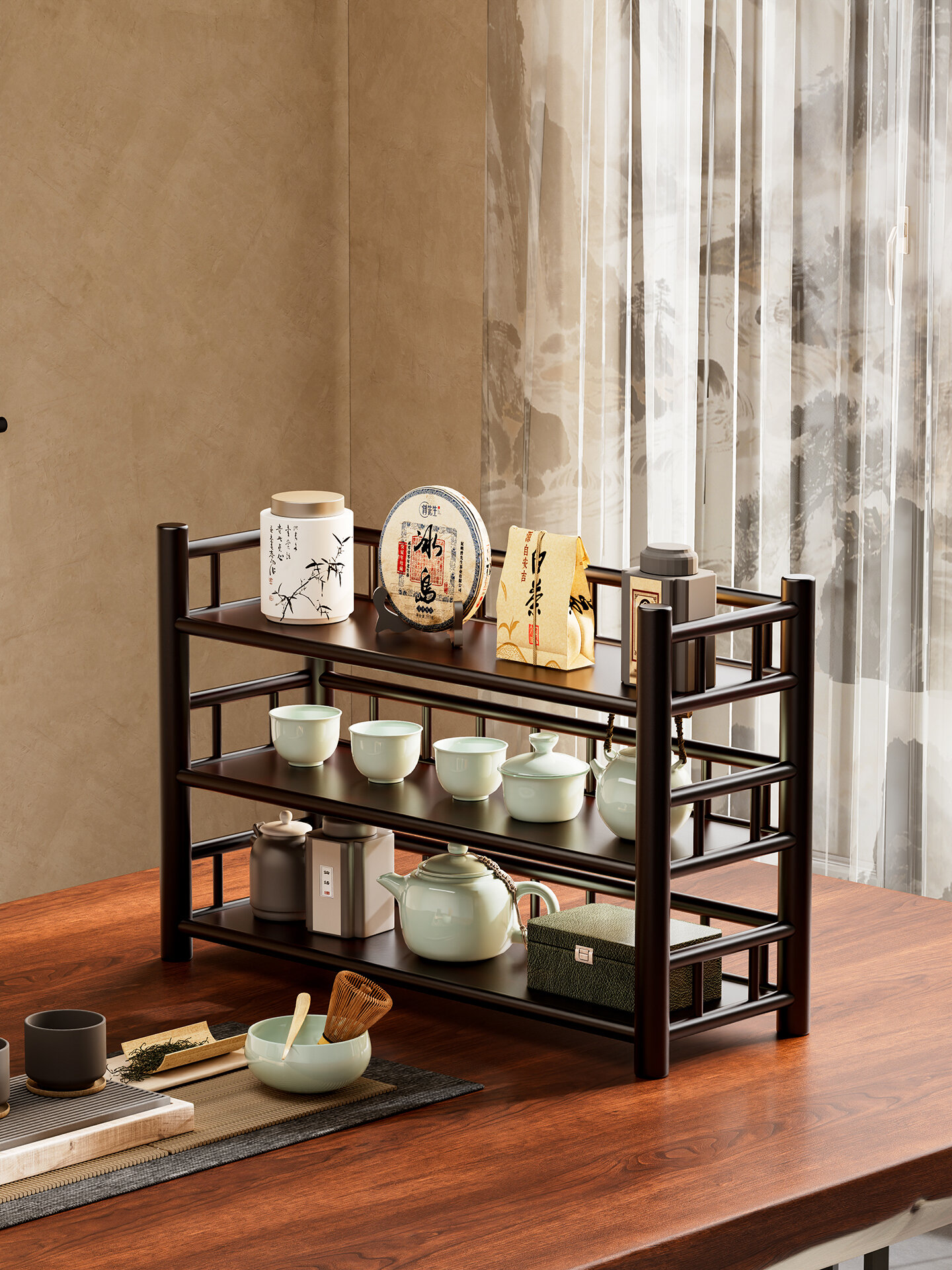 CHUJUN | Kệ Đựng Tách Trà Nhỏ Trung Quốc