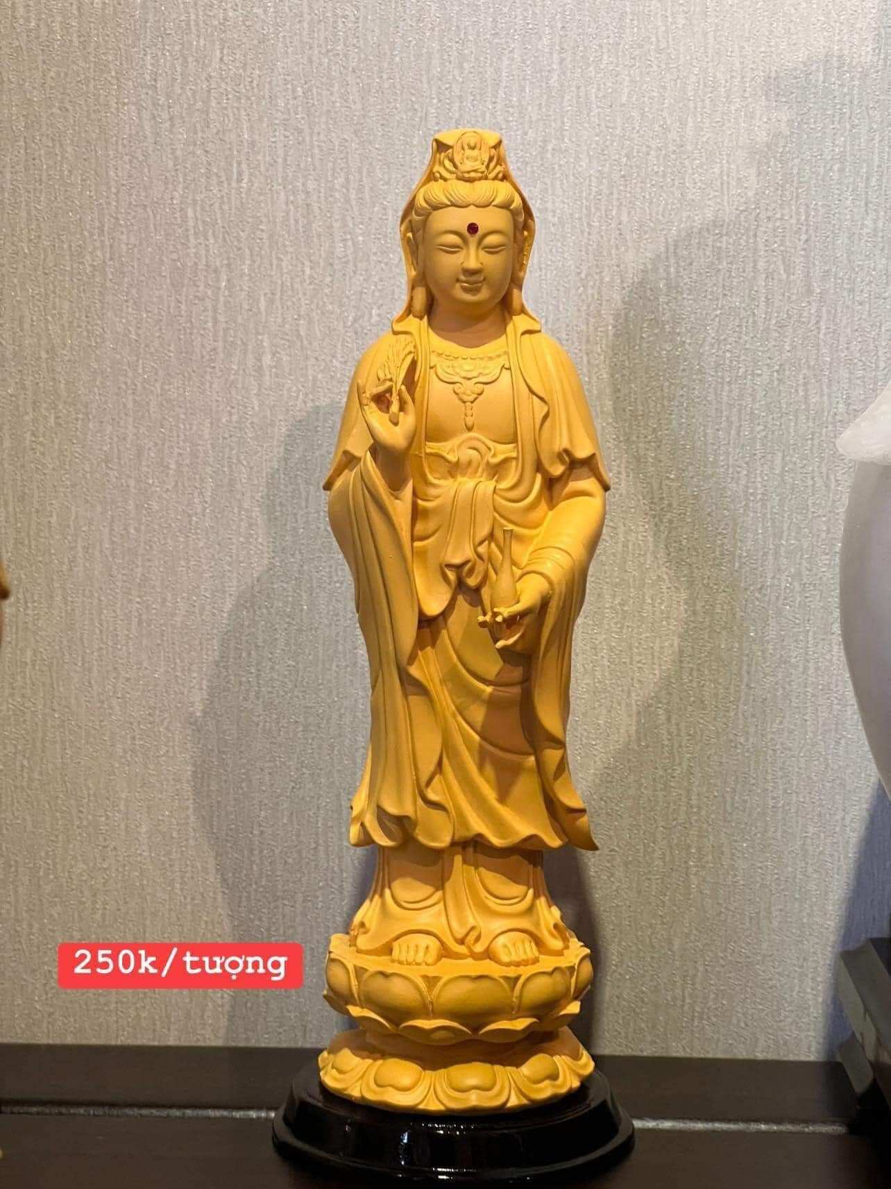 Tượng Quan Âm Đứng Cao 25cm Chất Liệu Composite