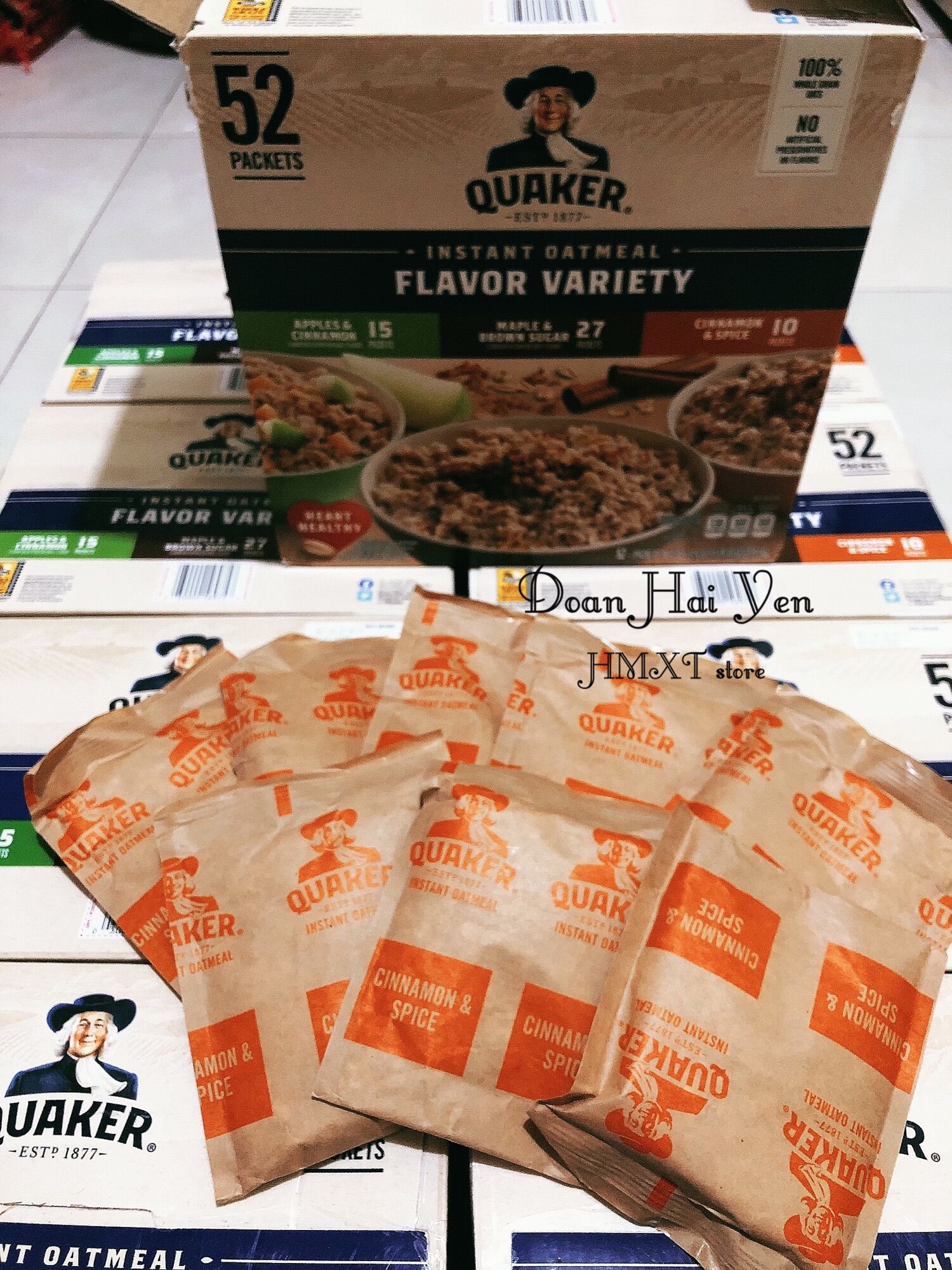 (Bill_Mỹ)Thùng 52 gói yến mạch ăn liền Quaker