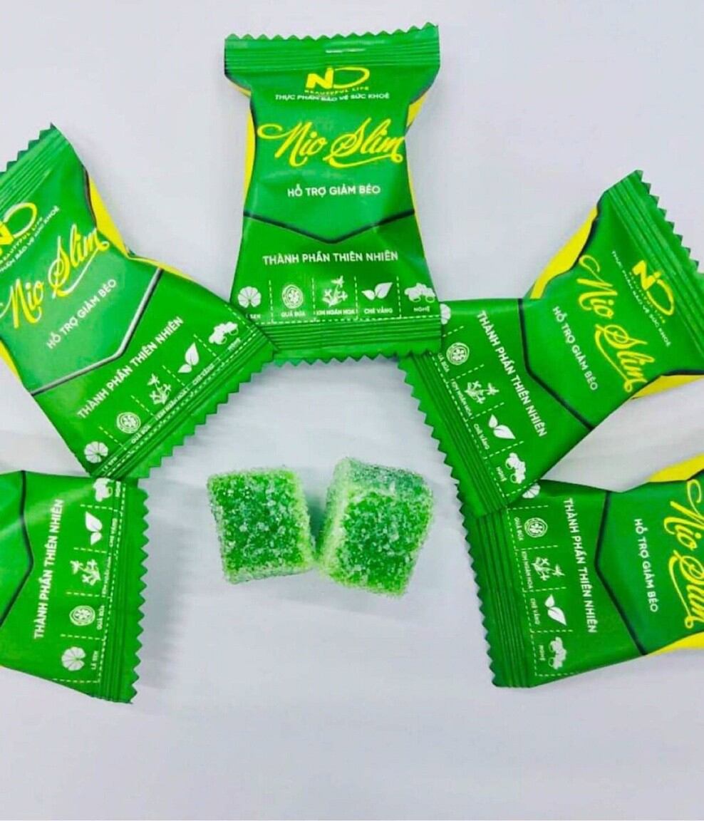 5 gói kẹo giảm cân Nioslim tặng 5 viên detox rau củ quả thải độc tố