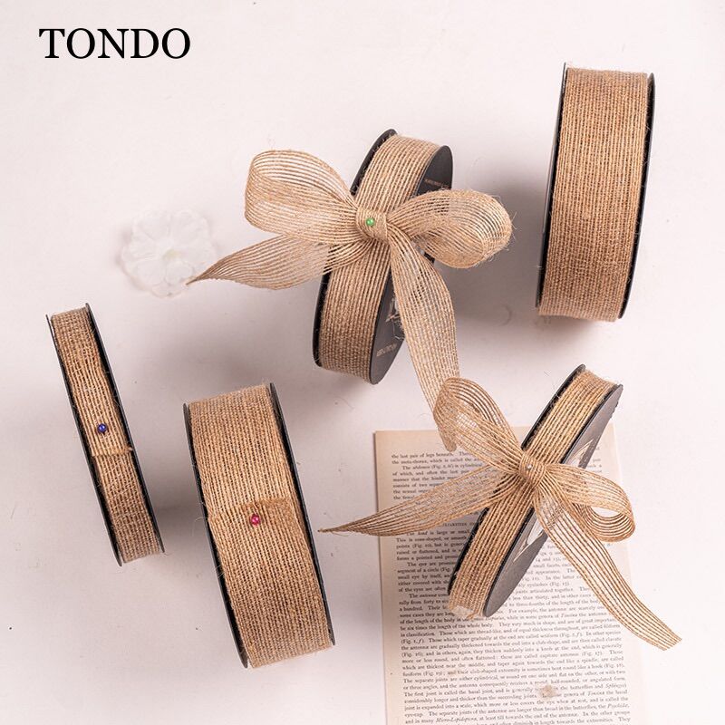 Dây ruy băng gai xương cá, ruy băng dây thừng làm handmade trang trí quà, buộc hoa bản 2,5cm-20m