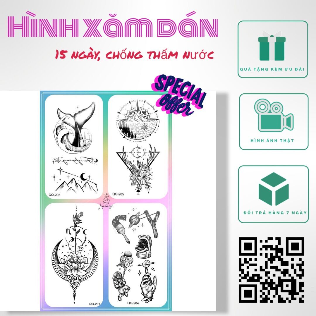 🌸🌸lemomizi - hình xăm dán tạm thời kéo dài đến 15 ngày; dán chống nước, tạm thời🌸🌸