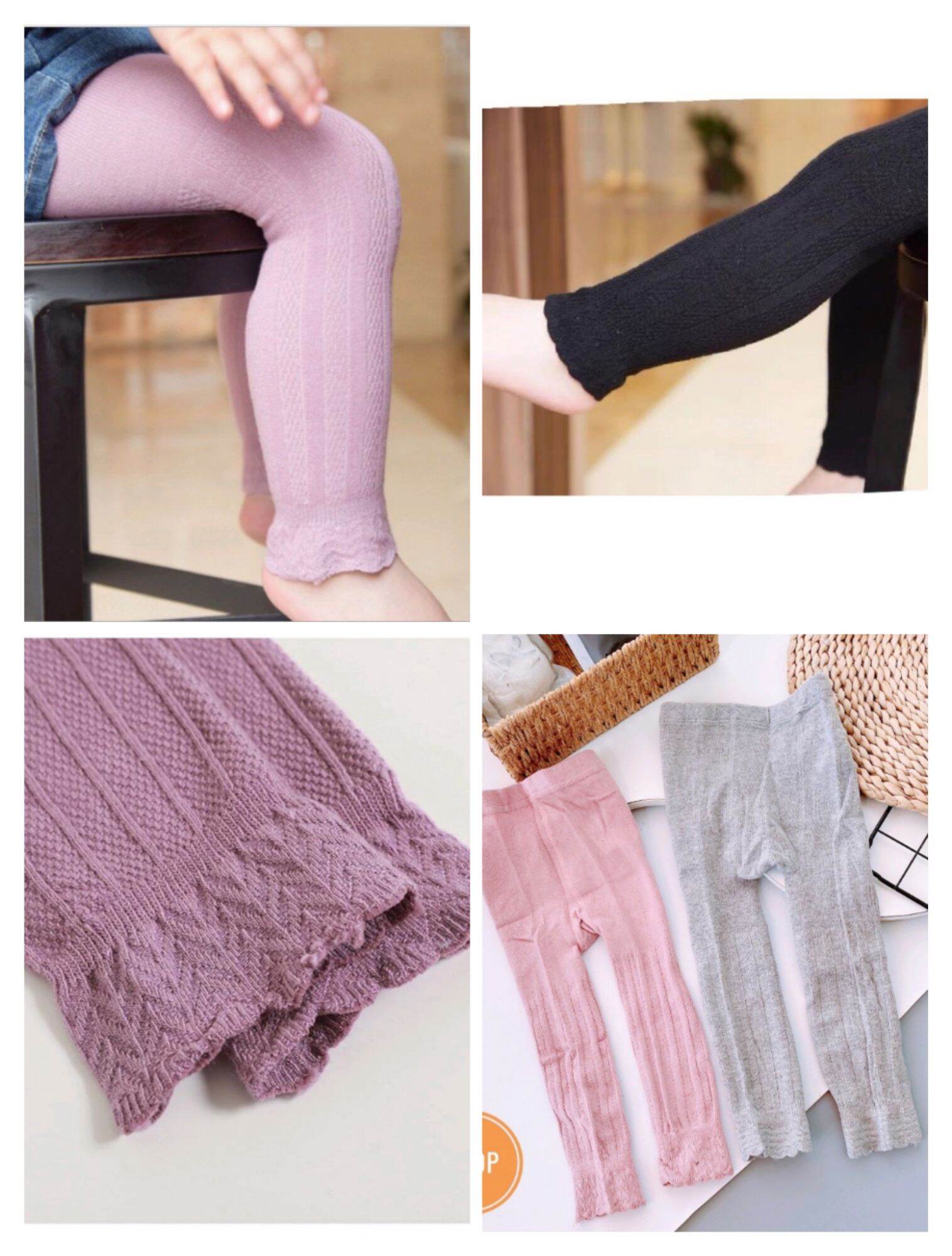 Combo 3 Quần tất len không bàn lượn sóng hình cánh hoa phần gấu cho bé yêu