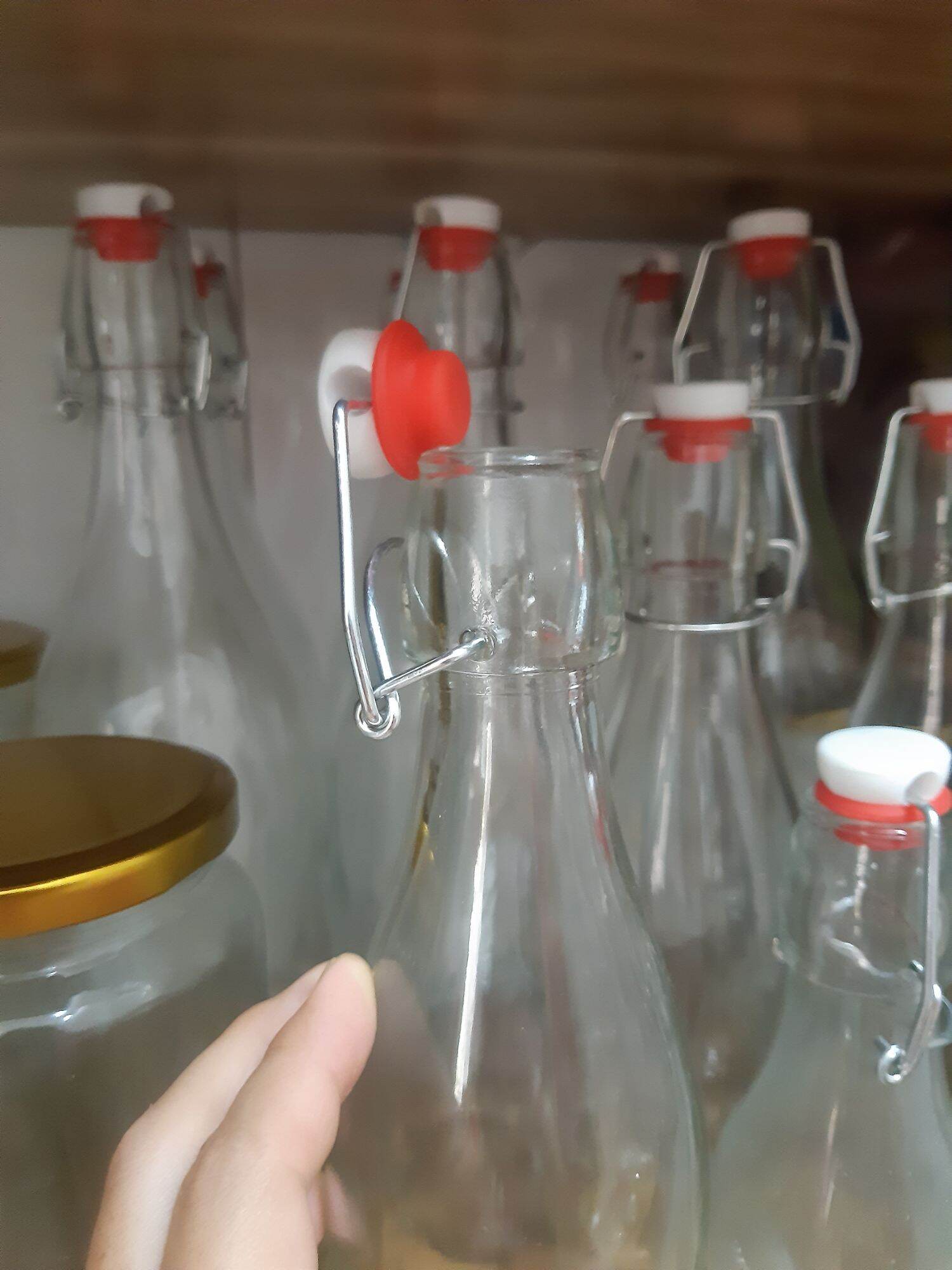 chai thủy tinh nắp bật 500ml ( chai tròn)