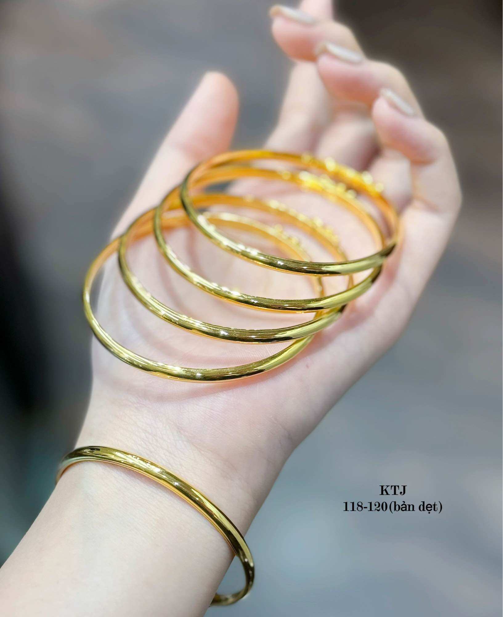 Lắc tay trơn bản dẹt vàng tây, vòng tay nữ vàng tây, trang sức thiết kế đủ hoá đơn thẻ bảo hành