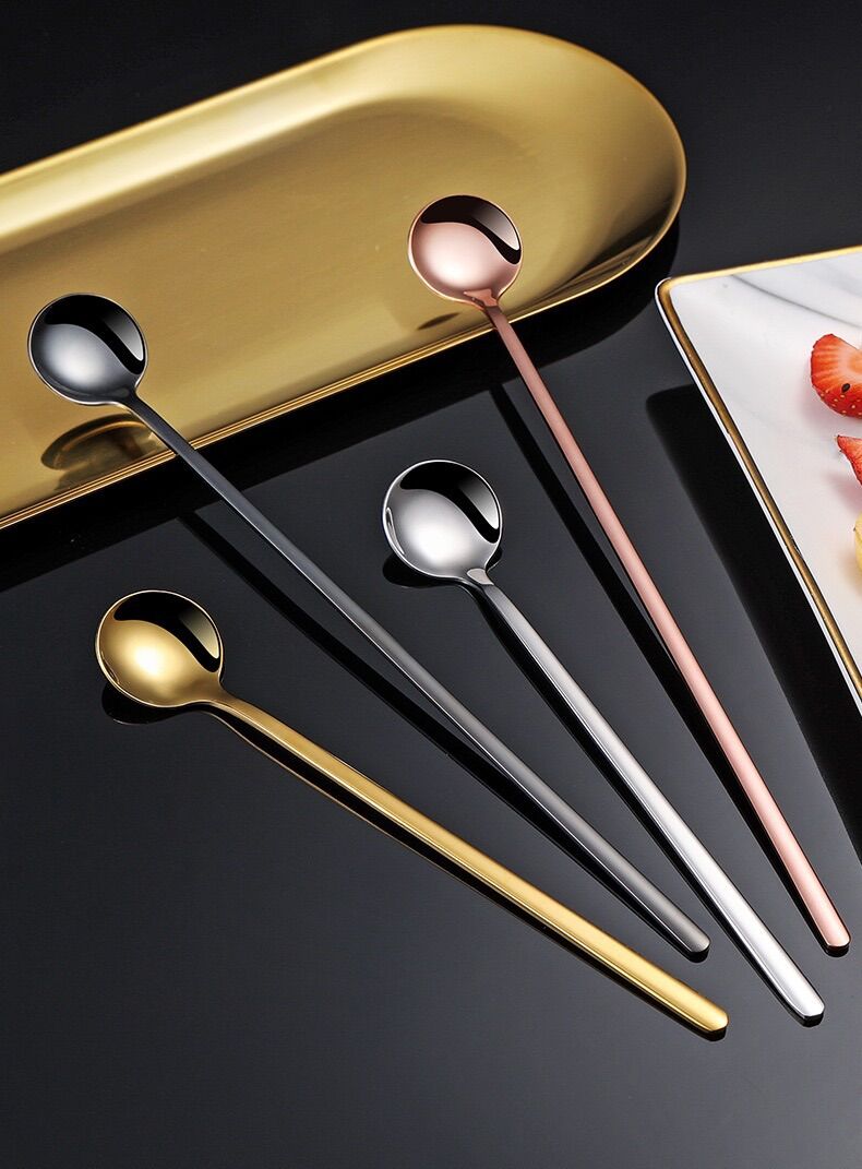 Thìa muỗng màu cà phê sinh tố cán dài xinh inox 304- C50