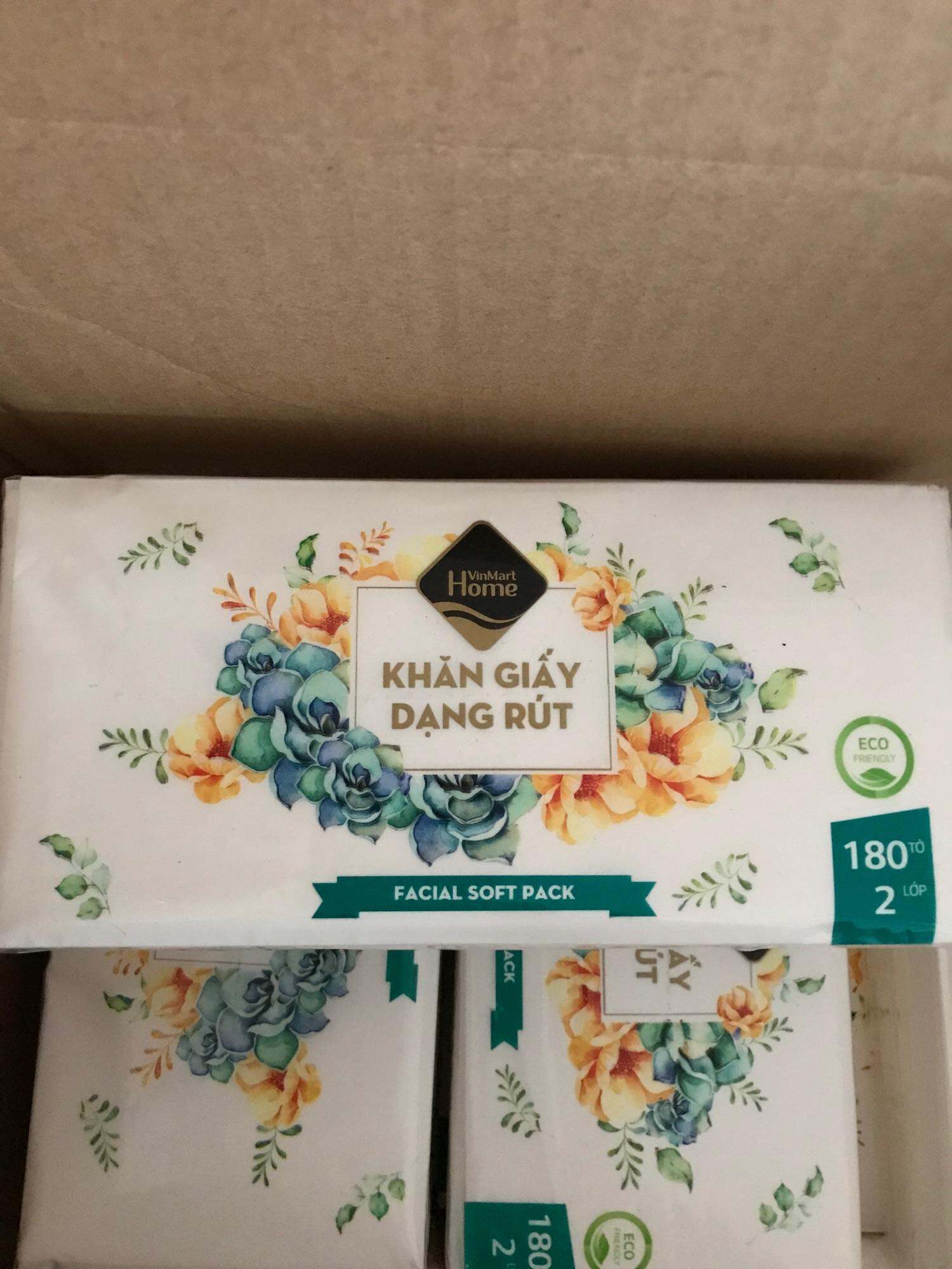 Khăn giấy dạng rút VinMart Home túi 180 tờ siêu mịn siêu dai