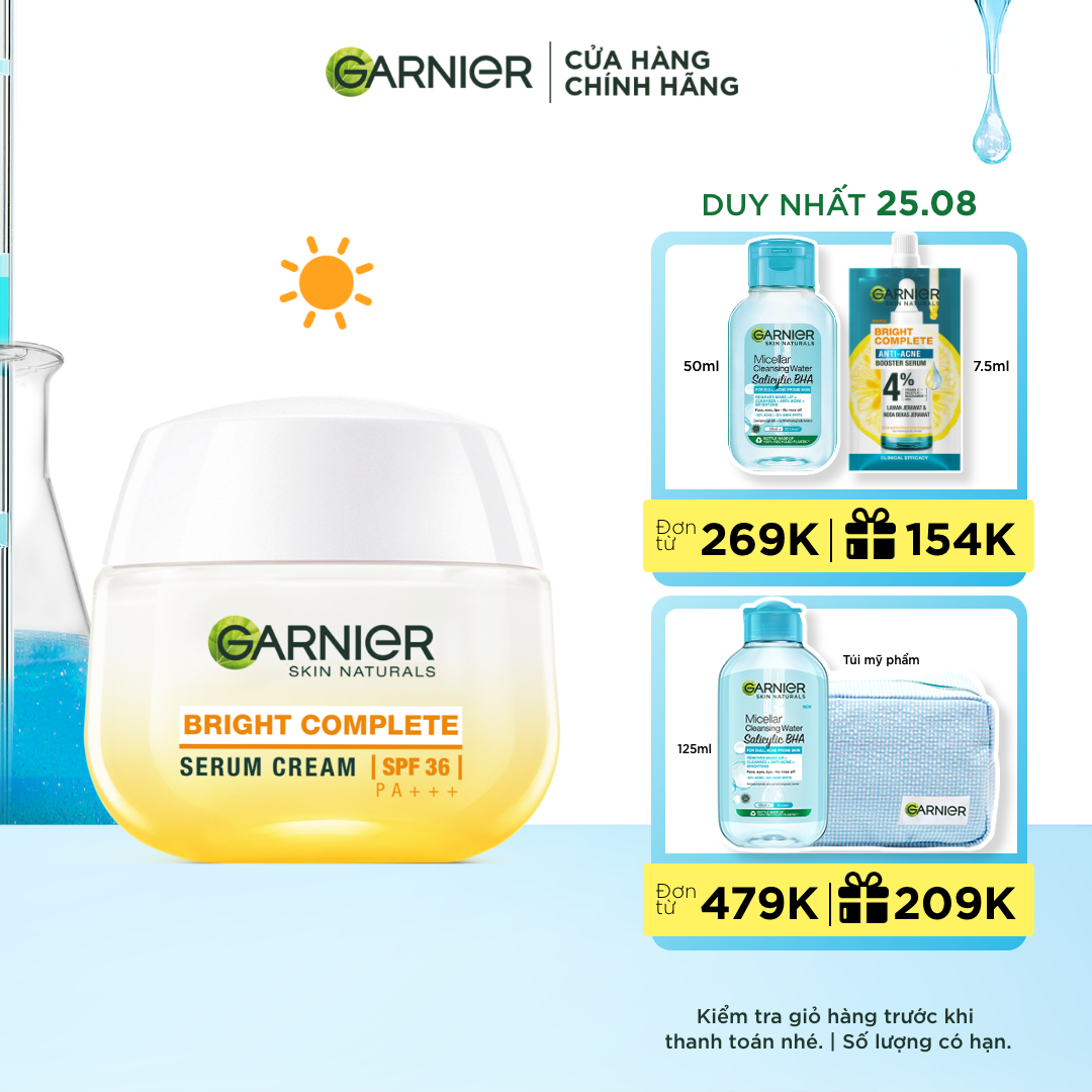 Kem dưỡng serum sáng da ban ngày Garnier Bright Complete Vitamin C Serum Cream SPF30 50ml