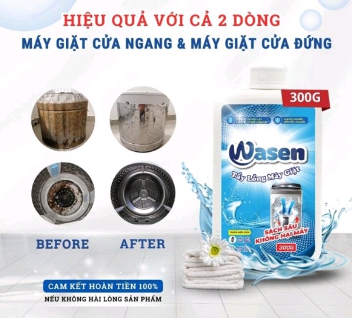 Bột tẩy lồng máy giặt Wasen 300g