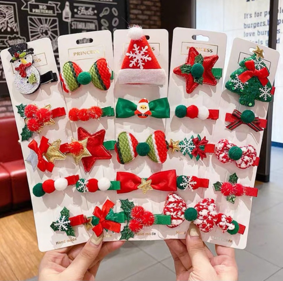 Set 5 kẹp tóc họa tiết giáng sinh noel cho bé gái dễ thương