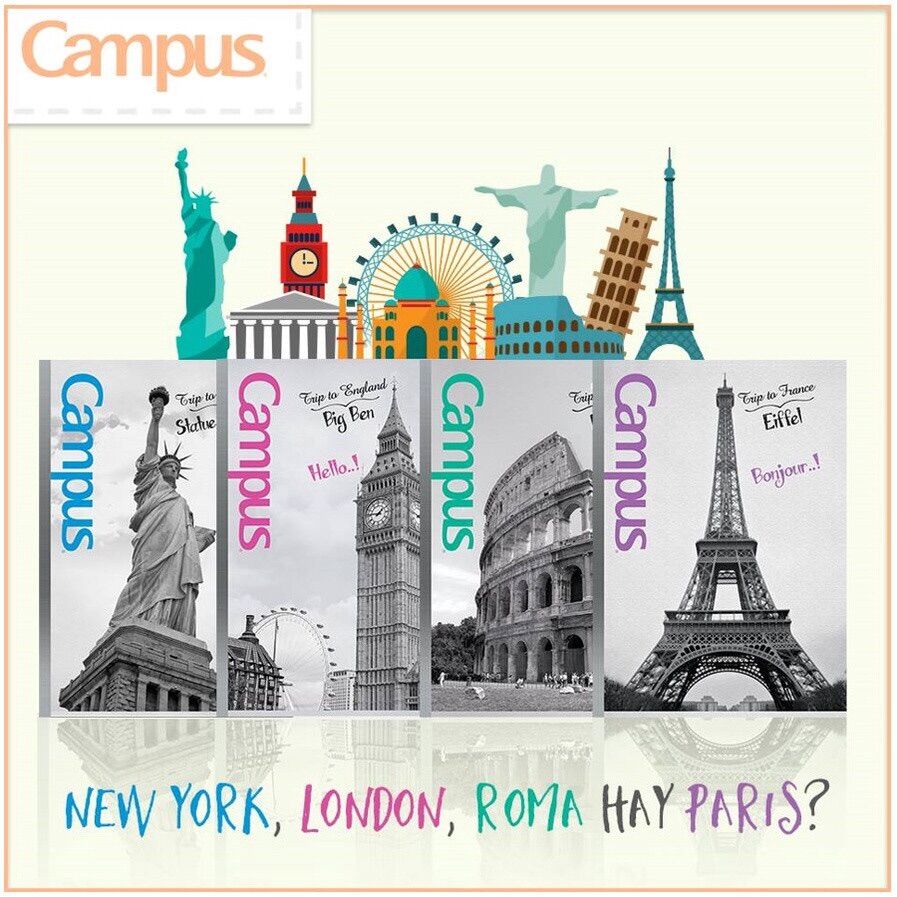 Tập khổ B5 Kẻ Ngang Campus dành cho học sinh sinh viên cuốn tập vở 120 trang kẻ ngang
