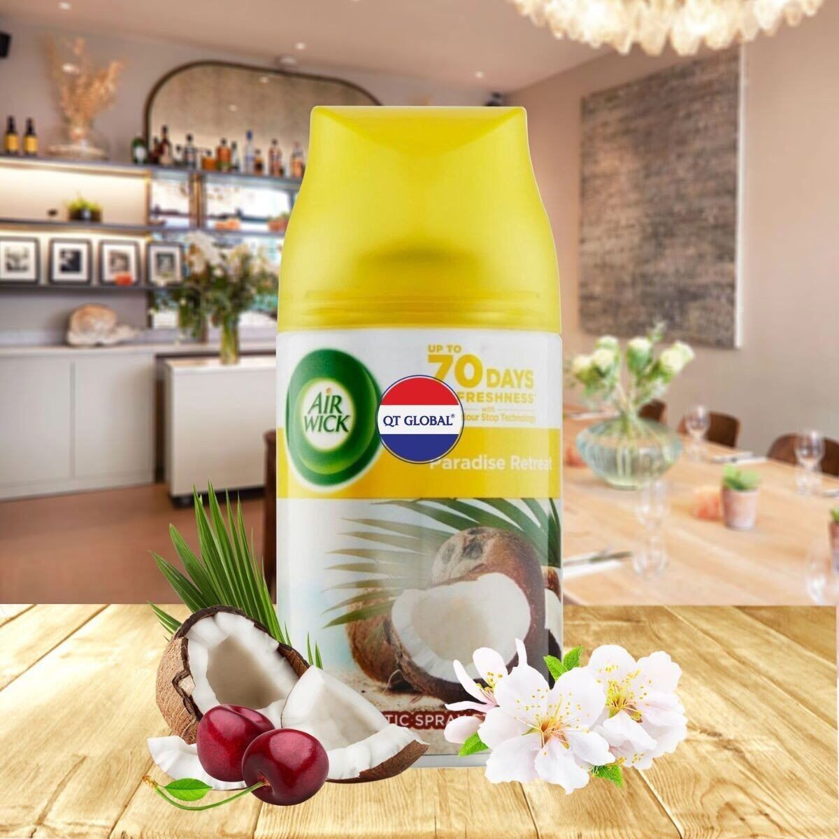 Bình xịt tinh dầu thơm phòng, khử mùi, đuổi muỗi Air Wick Essential Oil Refill Paradise Retreat 250ml. HOA HẠNH NHÂN