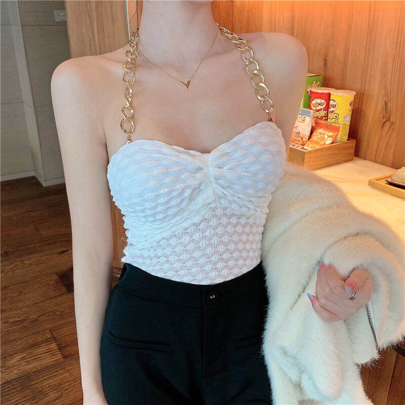 Áo crotop dây xích có mút ngực